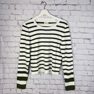 Anthropologie Maeve Striped Sweater Green White XL
